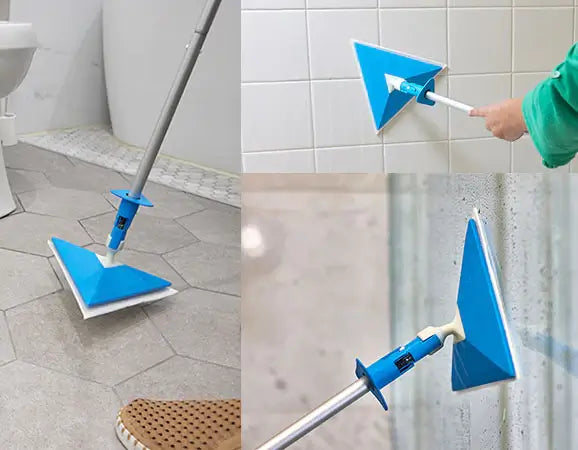 The Pottymop cleaning multiple surfaces in the bathroom